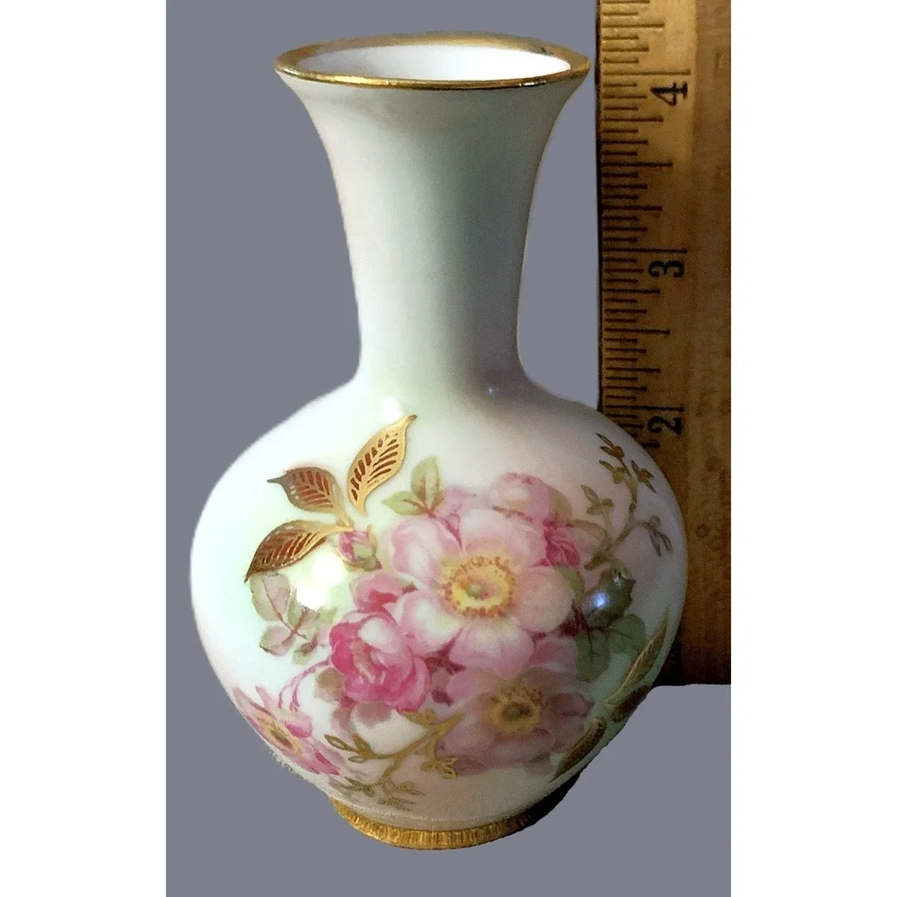 Antique Petite Cabinet Vase - Wild Rose - Bavaria Schumann Arzberg Germany